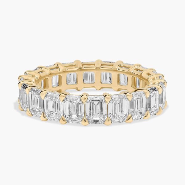 Celoray Customized 5ct Wedding Band Emerald Cut Eternity Diamond Ring In 14K Yellow Gold