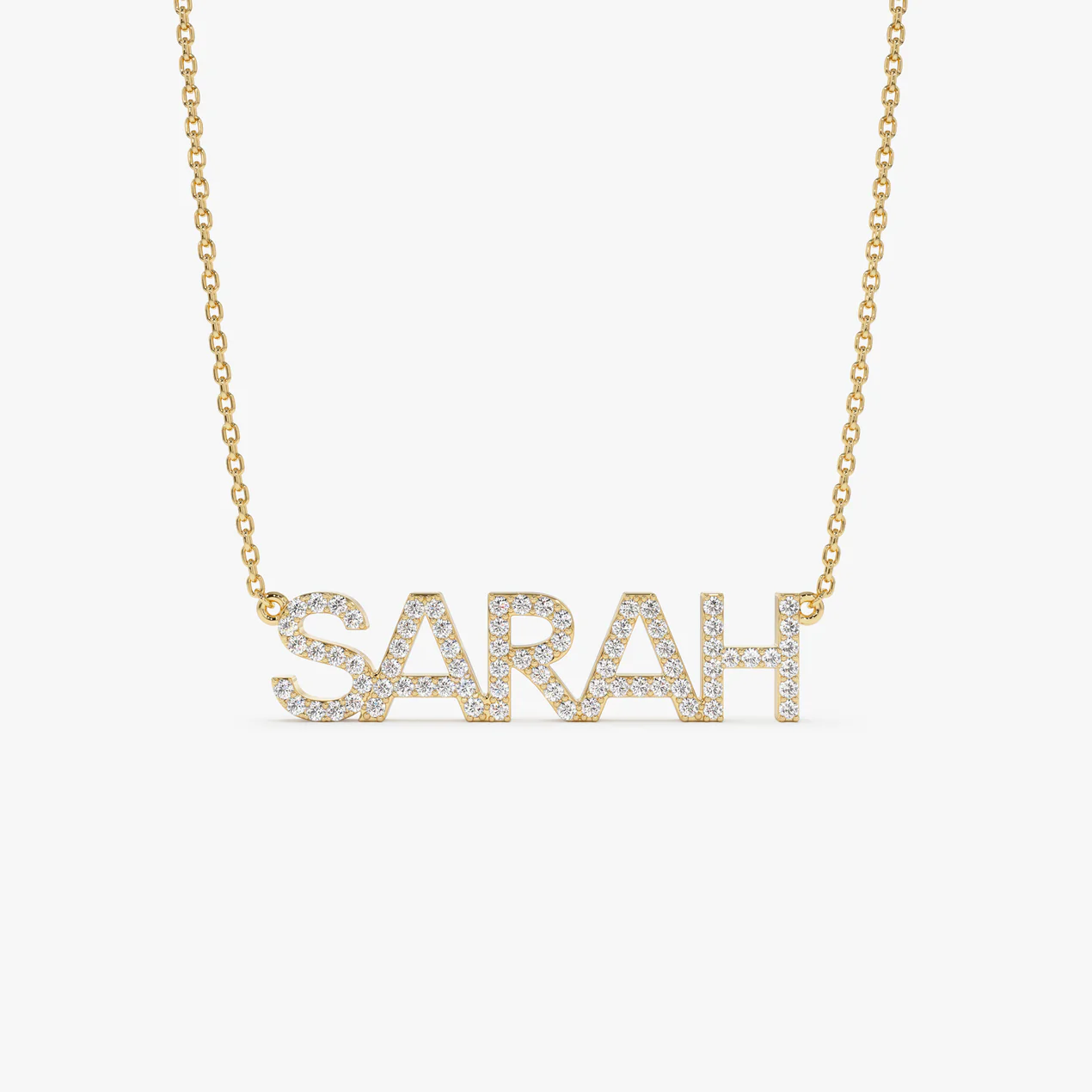 Celoray Customized 14K Pure Gold Name SARAH Pendant Lab Diamond Necklace Celoray Customized 14K Pure Gold Name SARAH Pendant Lab Diamond Necklace