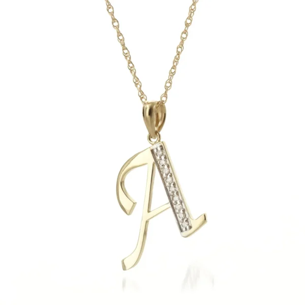 Celoray Customized 18K Pure Gold Letter A Classic Initial Pendant Necklace