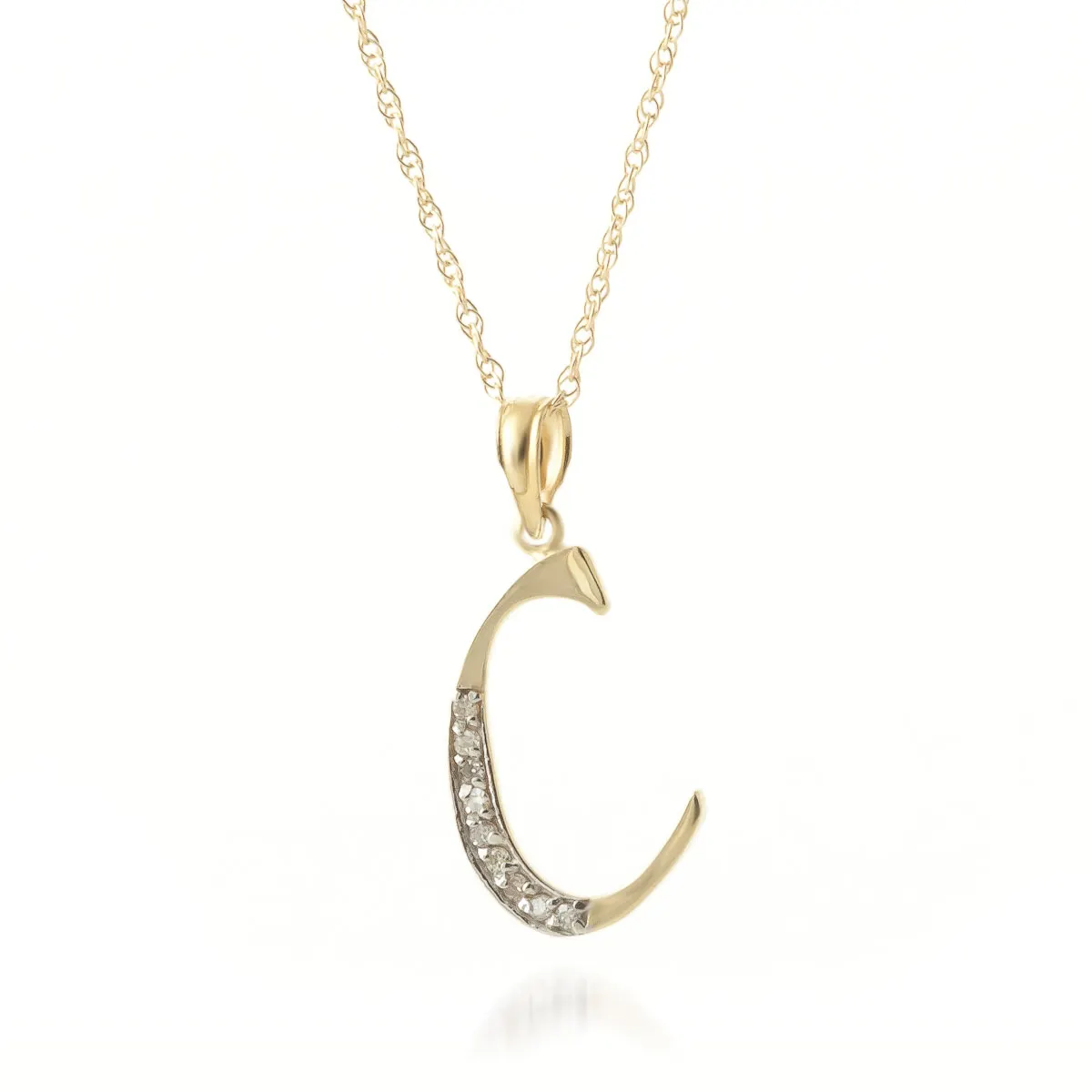 Celoray Customized 18K Pure Gold Letter C Classic Initial Pendant Necklace Celoray Customized 18K Pure Gold Letter C Classic Initial Pendant Necklace
