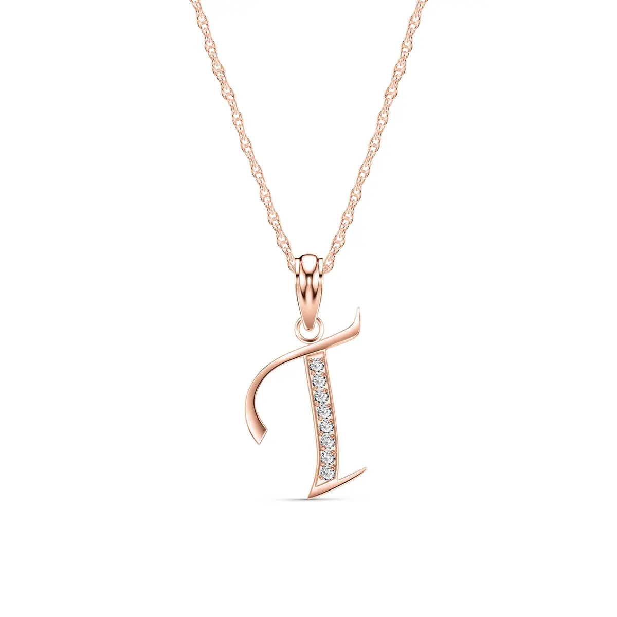 Celoray Customized 18K Pure Gold Letter T Classic Initial Pendant Necklace Celoray Customized 18K Pure Gold Letter T Classic Initial Pendant Necklace