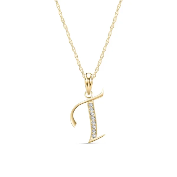 Celoray Customized 18K Pure Gold Letter T Classic Initial Pendant Necklace