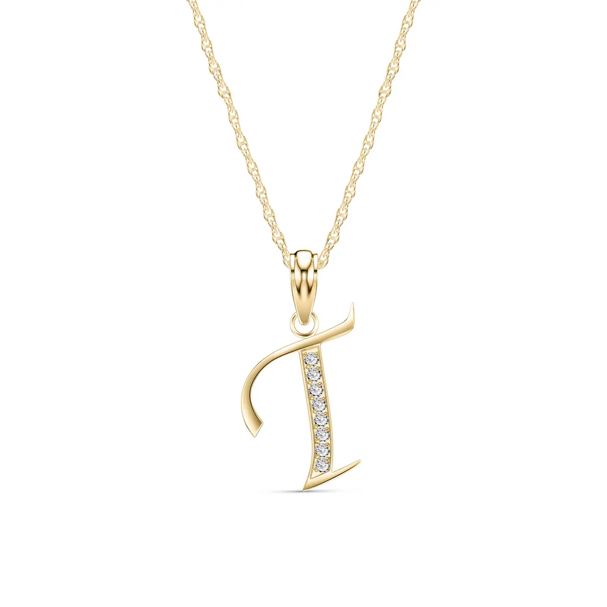 Celoray Customized 18K Pure Gold Letter T Classic Initial Pendant Necklace Celoray Customized 18K Pure Gold Letter T Classic Initial Pendant Necklace