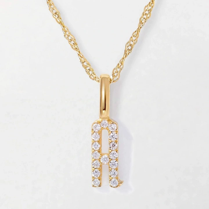Celoray Customized 18K Pure Gold Alphabet Name Pendant and Lab Diamond Necklace Celoray Customized 18K Pure Gold Alphabet Name Pendant and Lab Diamond Necklace