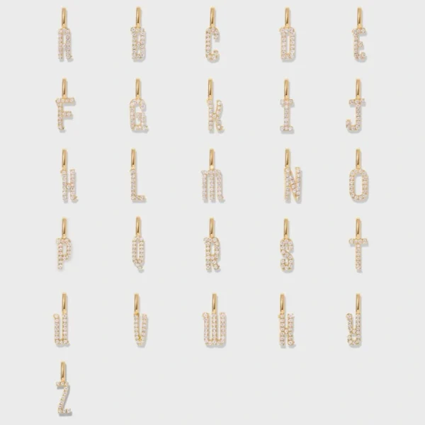 Celoray Customized 18K Pure Gold Alphabet Name Pendant and Lab Diamond Necklace