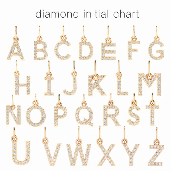 Celoray Customized 14K Pure Gold Alphabet Pendant and Lab Diamond Necklace