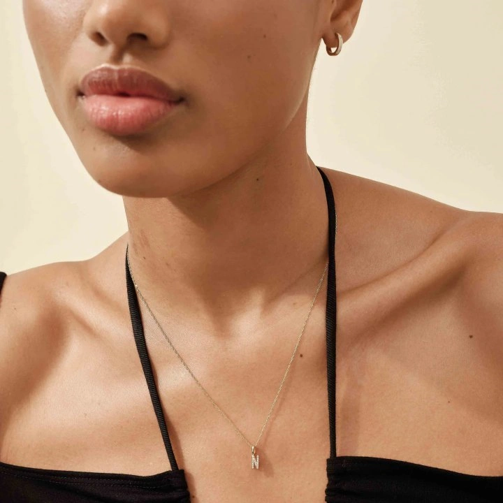 Celoray Customized 18K Pure Gold Alphabet Name Pendant and Lab Diamond Necklace Celoray Customized 18K Pure Gold Alphabet Name Pendant and Lab Diamond Necklace