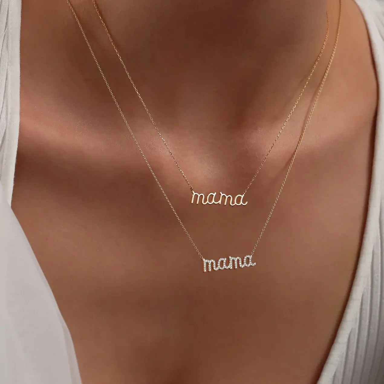 Celoray Customized 14K Yellow Pure Gold Name Pendant Lab Diamond Necklace Celoray Customized 14K Yellow Pure Gold Name Pendant Lab Diamond Necklace