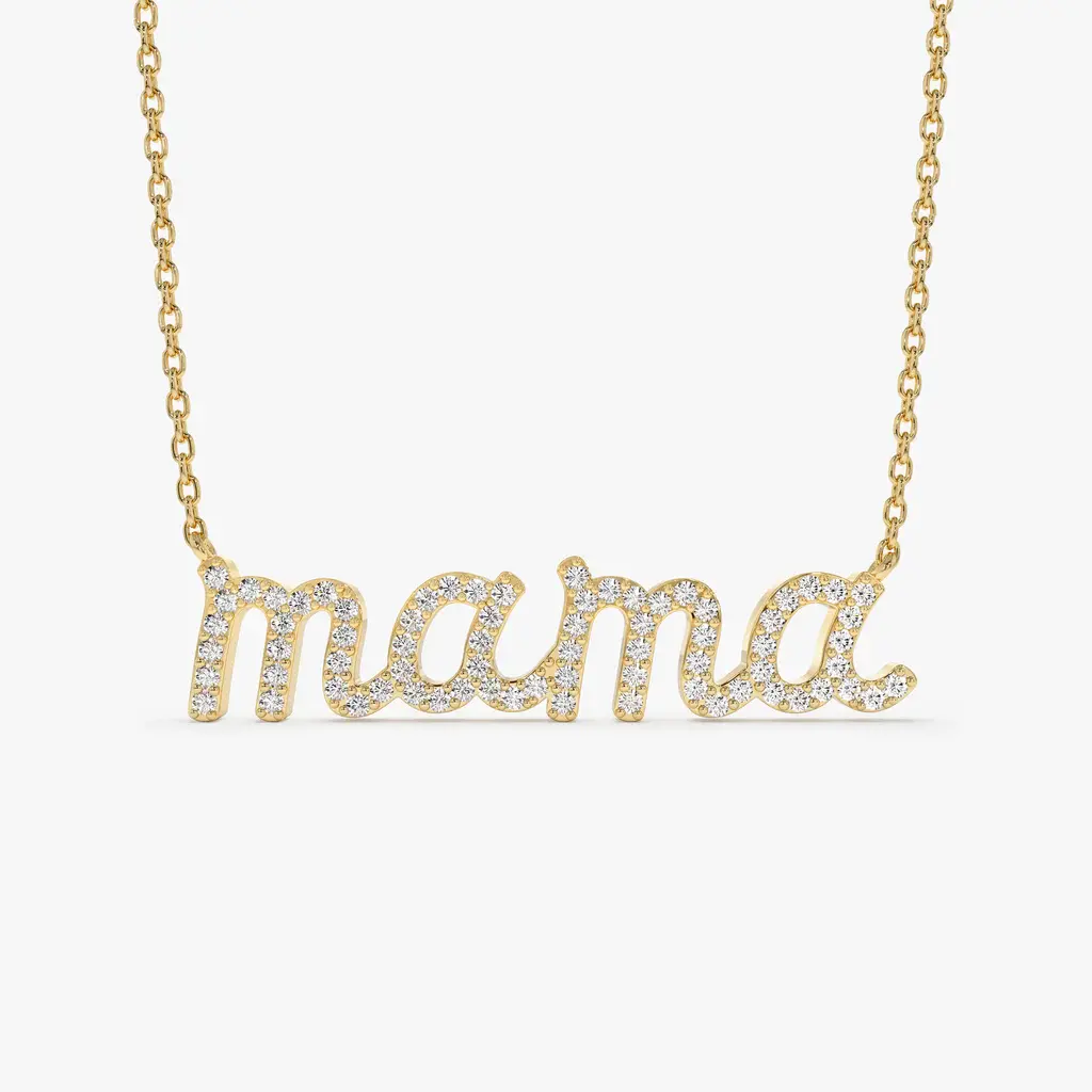 Celoray Customized 14K Yellow Pure Gold Name Pendant Lab Diamond Necklace Celoray Customized 14K Yellow Pure Gold Name Pendant Lab Diamond Necklace