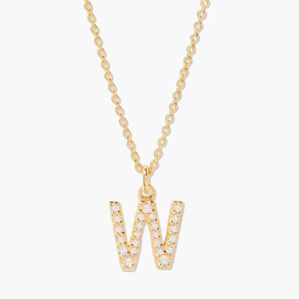 Celoray Customized 14K Pure Gold Alphabet Pendant and Lab Diamond Necklace