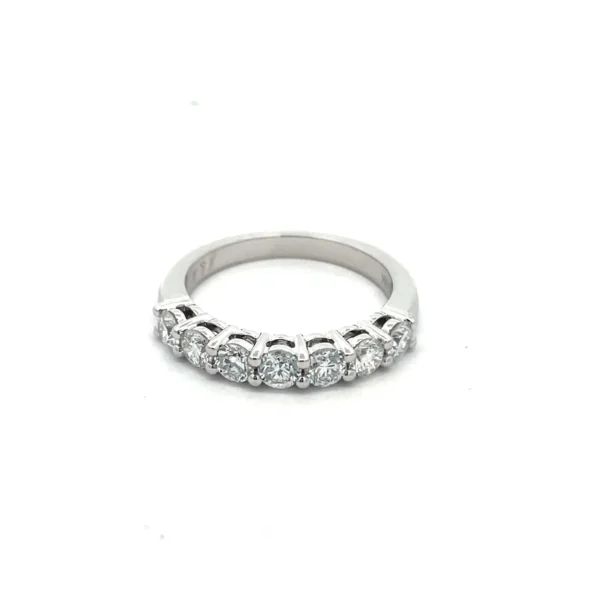 Celoray 18K White Gold 1CT Half Pave Round Brilliant Diamond Band