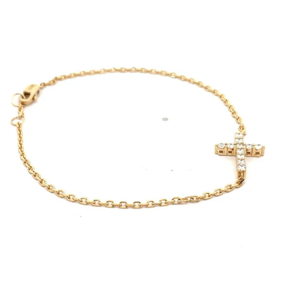 Celoray 18K Yellow Gold Diamond Cross Bracelet