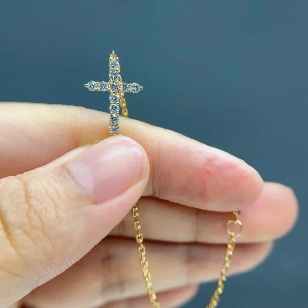 Celoray 18K Yellow Gold Diamond Cross Bracelet