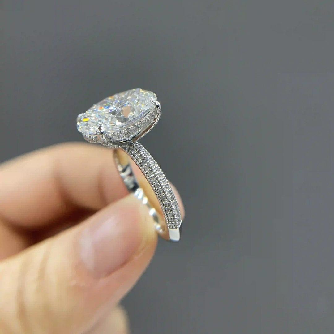Celoray Custom 18K White Gold 5CT IGI Certificated Oval Diamond Engagement Ring (5) Celoray Custom 18K White Gold 5CT IGI Certificated Oval Diamond Engagement Ring