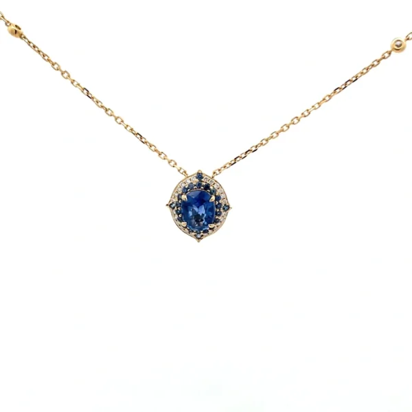Celoray Custom 18K Yellow Gold 1.5ct Oval Ceylon Sapphire with Diamond Pendant (3)