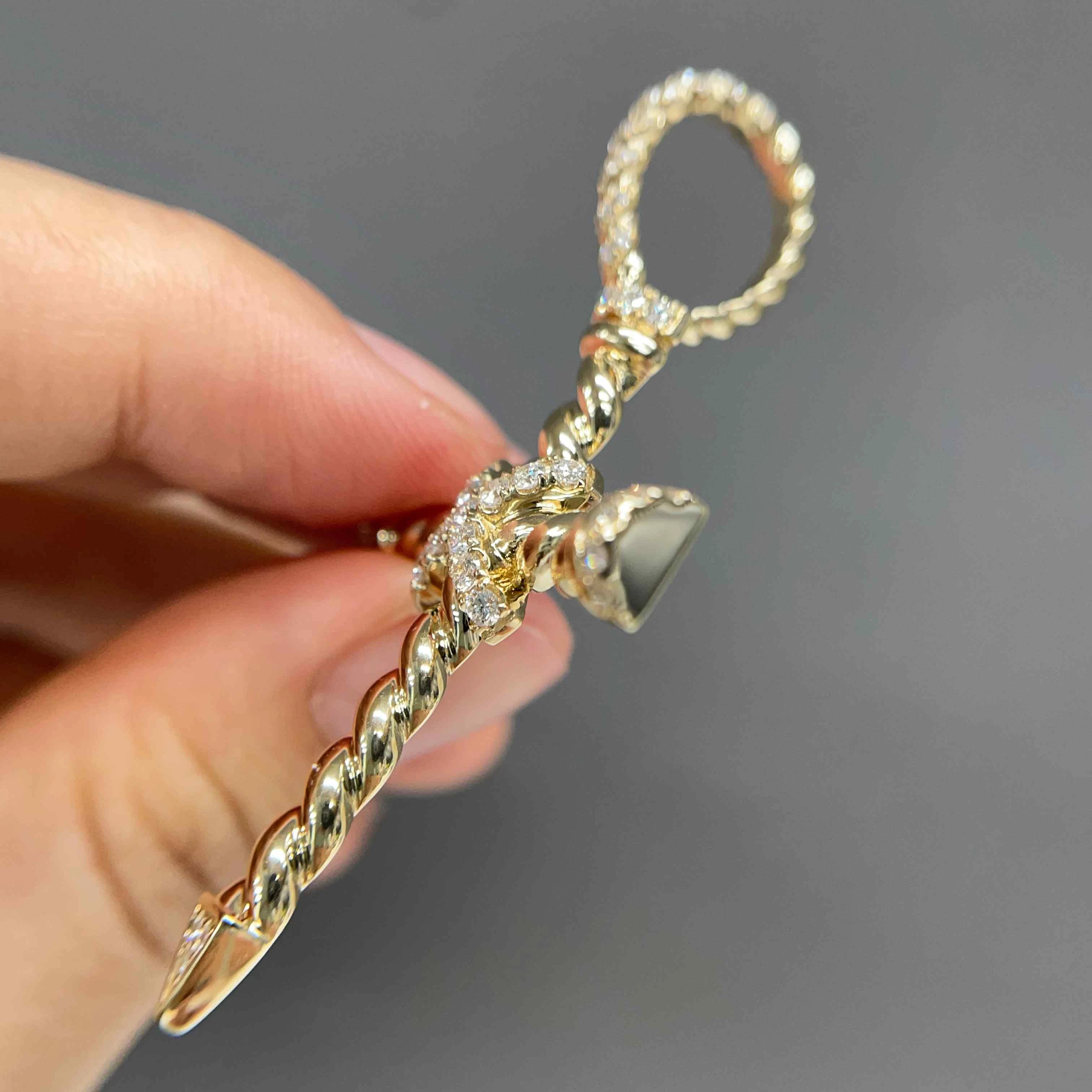 Celoray Custom 18k yellow gold Twist rope Cross Pendant Wtih Diamonds Bail Celoray Custom 18k yellow gold Twist rope Cross Pendant Wtih Diamonds Bail