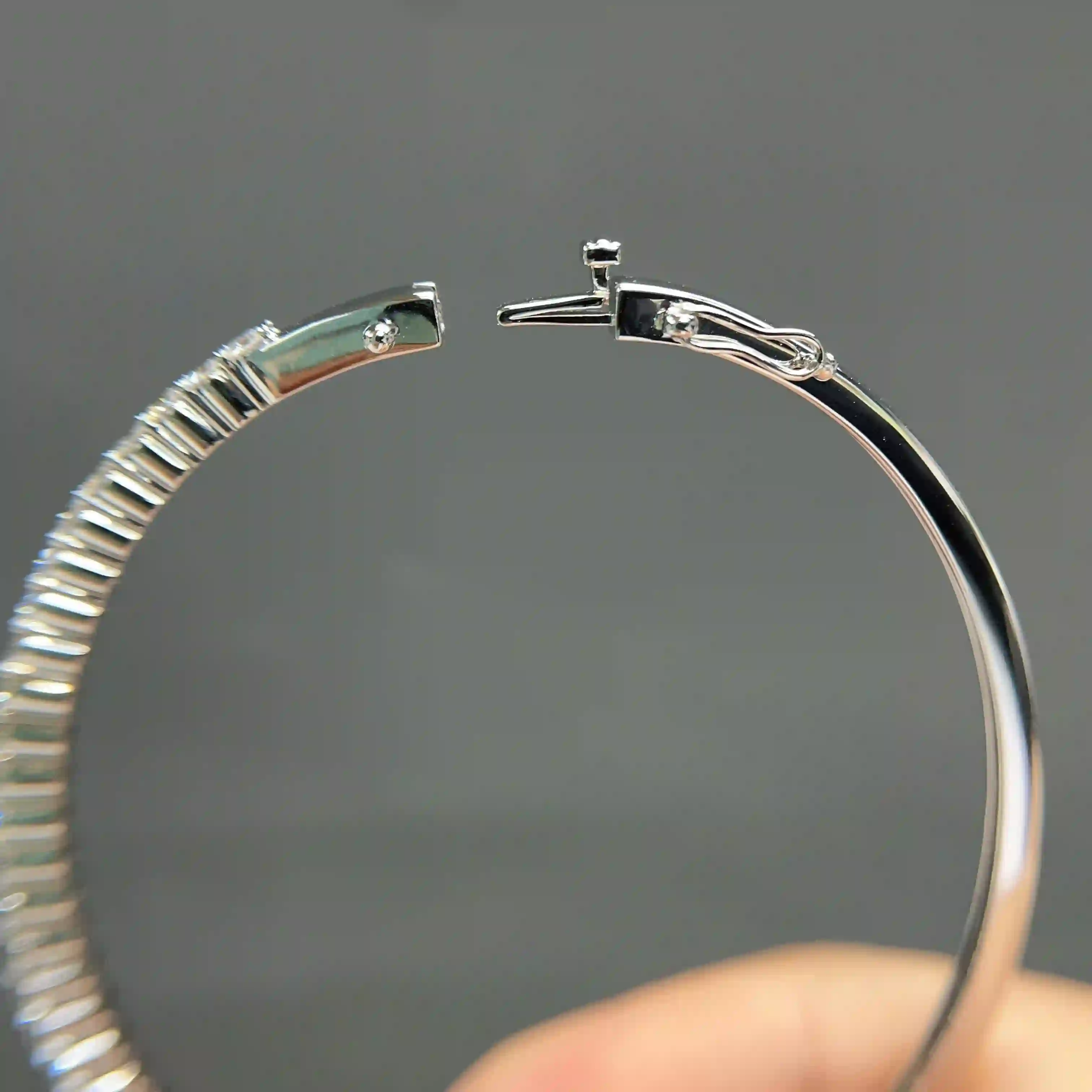 Celoray Custom 18K White Gold 1CTTW Lab Diamond Half Pave Bangle (3) Celoray Custom 18K White Gold 1CTTW Lab Diamond Half Pave Bangle