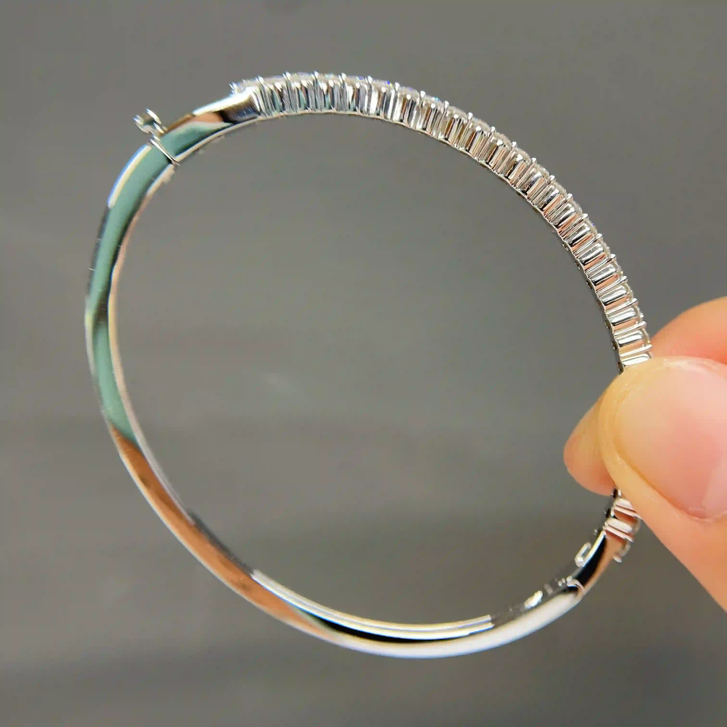 Celoray Custom 18K White Gold 1CTTW Lab Diamond Half Pave Bangle (4) Celoray Custom 18K White Gold 1CTTW Lab Diamond Half Pave Bangle