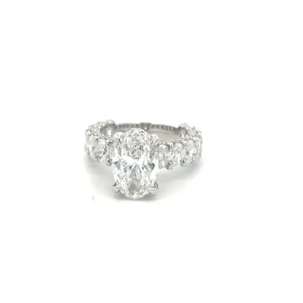 Celoray Custom 18K White Gold 3ct IGI Certificated Oval Diamond Engagement Ring with Pave Diamond on Claws