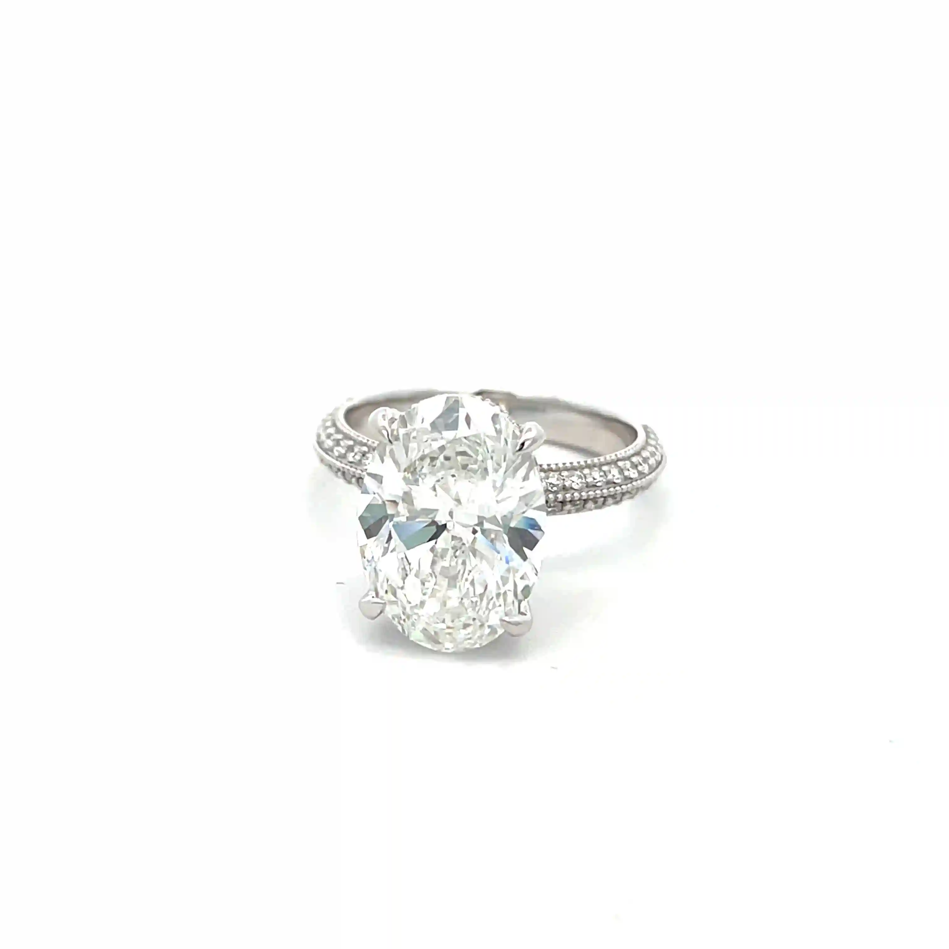 Celoray Custom 18K White Gold 5CT IGI Certificated Oval Diamond Engagement Ring (2) Celoray Custom 18K White Gold 5CT IGI Certificated Oval Diamond Engagement Ring