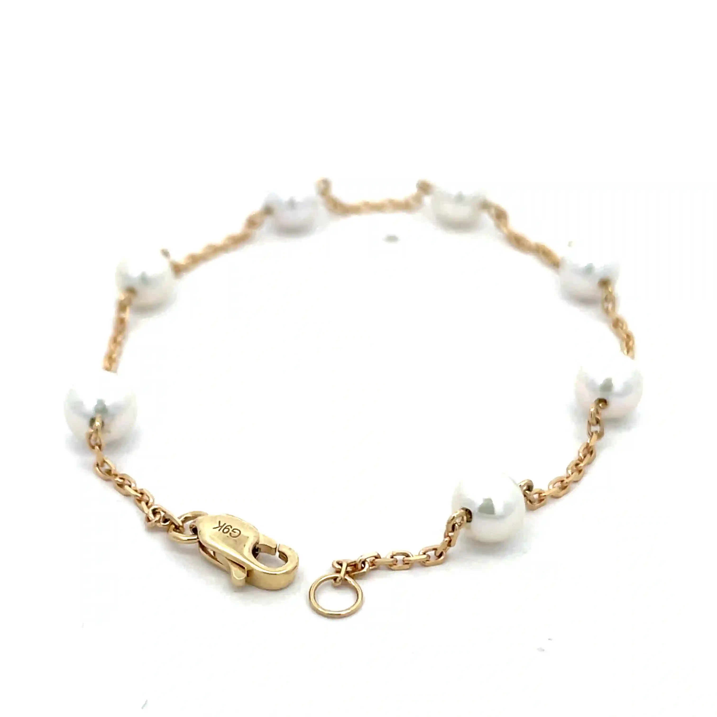 Celoray Custom 18K Yellow Gold 7-8MM Fresh Round Pearl Station Bracelet (2) Celoray Custom 18K Yellow Gold 7-8MM Fresh Round Pearl Station Bracelet