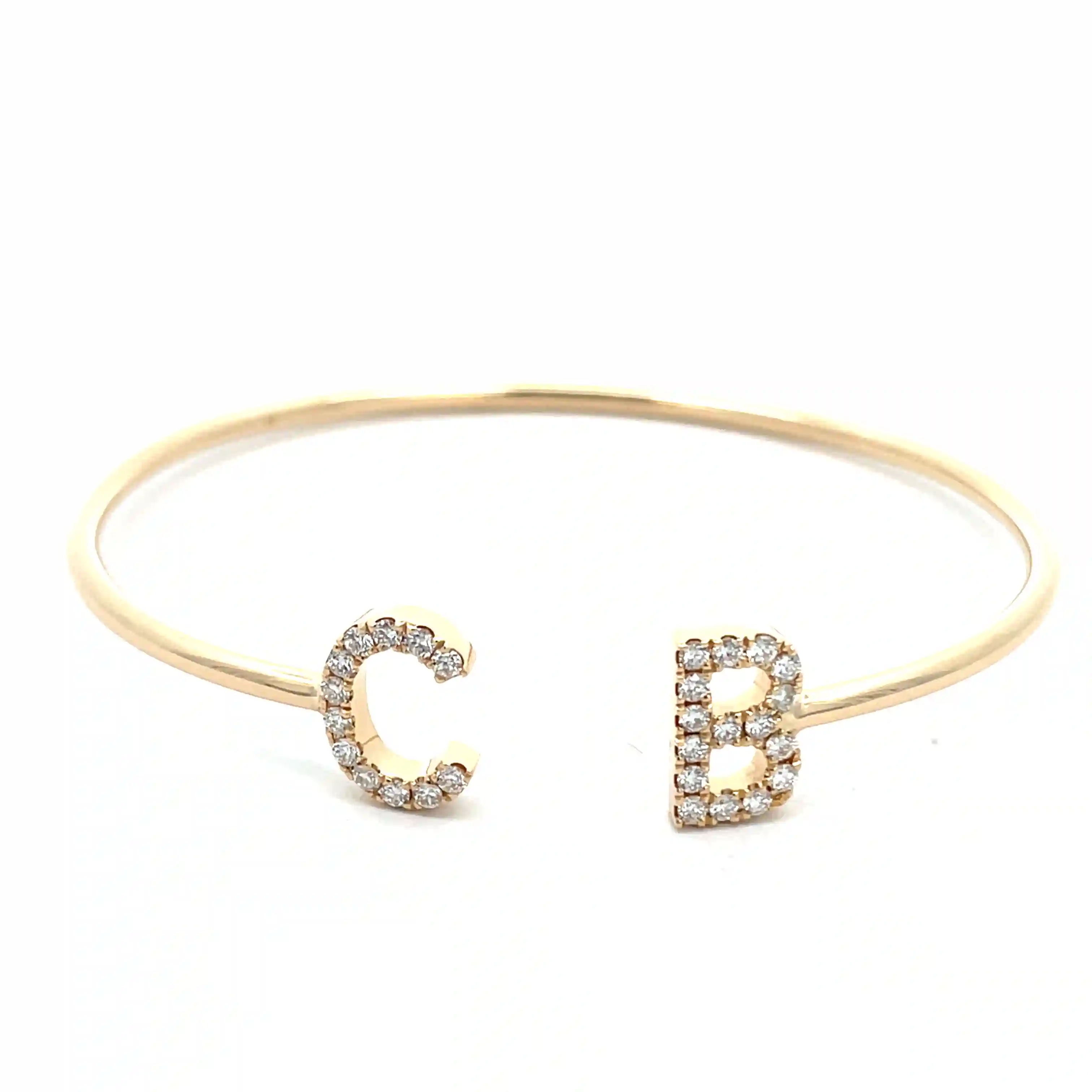 Celoray Custom 18K Yellow Gold Flexible Bracelet Cuff with Letters (3) Celoray Custom 18K Yellow Gold Flexible Bracelet Cuff with Letters