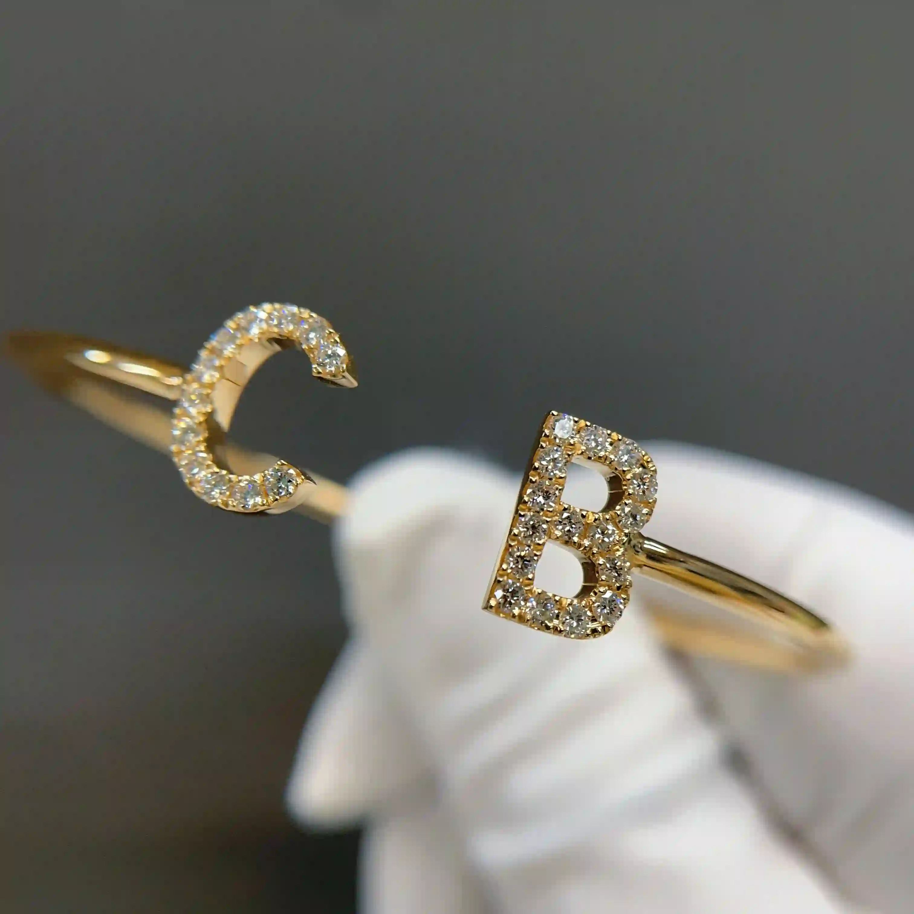 Celoray Custom 18K Yellow Gold Flexible Bracelet Cuff with Letters (4) Celoray Custom 18K Yellow Gold Flexible Bracelet Cuff with Letters