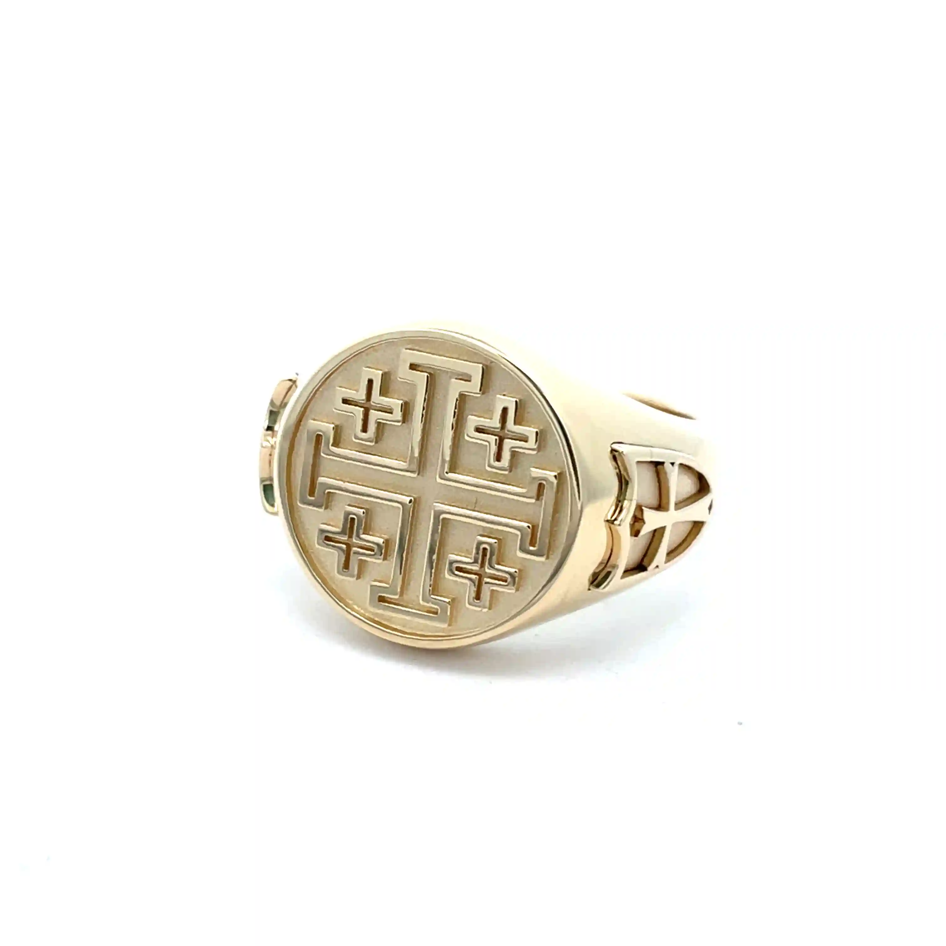 Celoray Custom 18K Yellow Gold Jerusalem Cross Ring for Men (3) Celoray Custom 18K Yellow Gold Jerusalem Cross Ring for Men