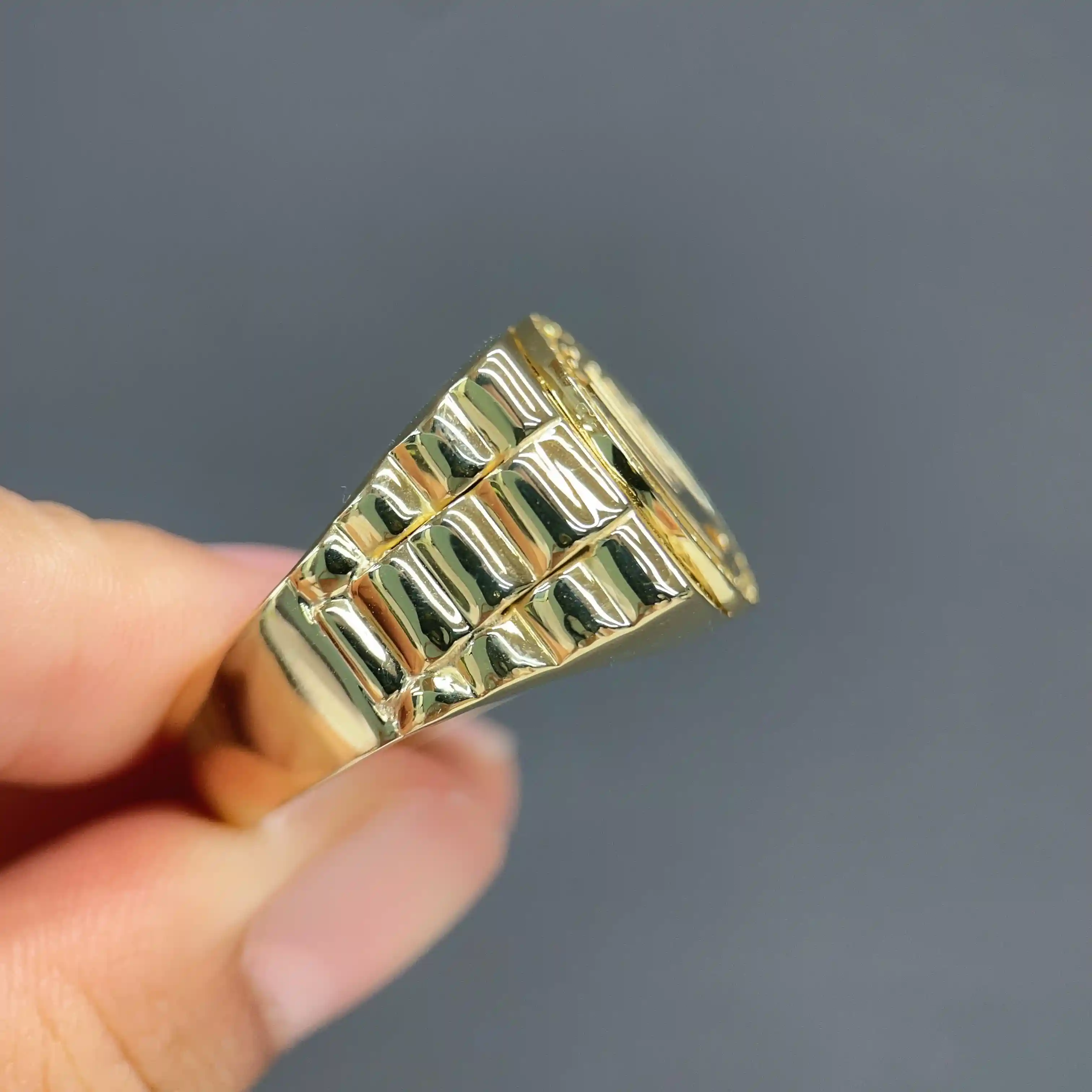 Celoray Custom 18K Yellow Gold Lab Diamond Crown Ring for Men (1) Celoray Custom 18K Yellow Gold Lab Diamond Crown Ring for Men