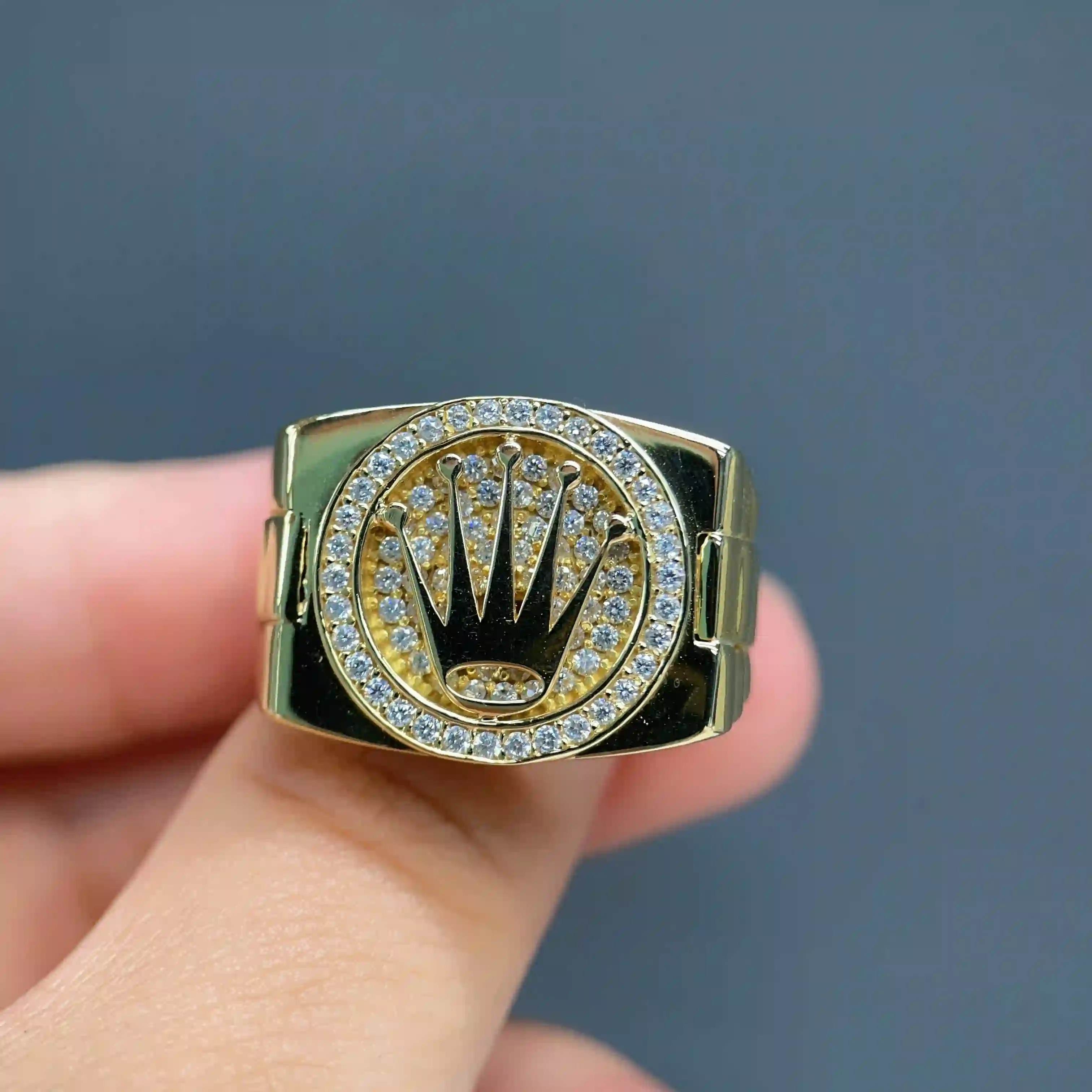 Celoray Custom 18K Yellow Gold Lab Diamond Crown Ring for Men (4) Celoray Custom 18K Yellow Gold Lab Diamond Crown Ring for Men