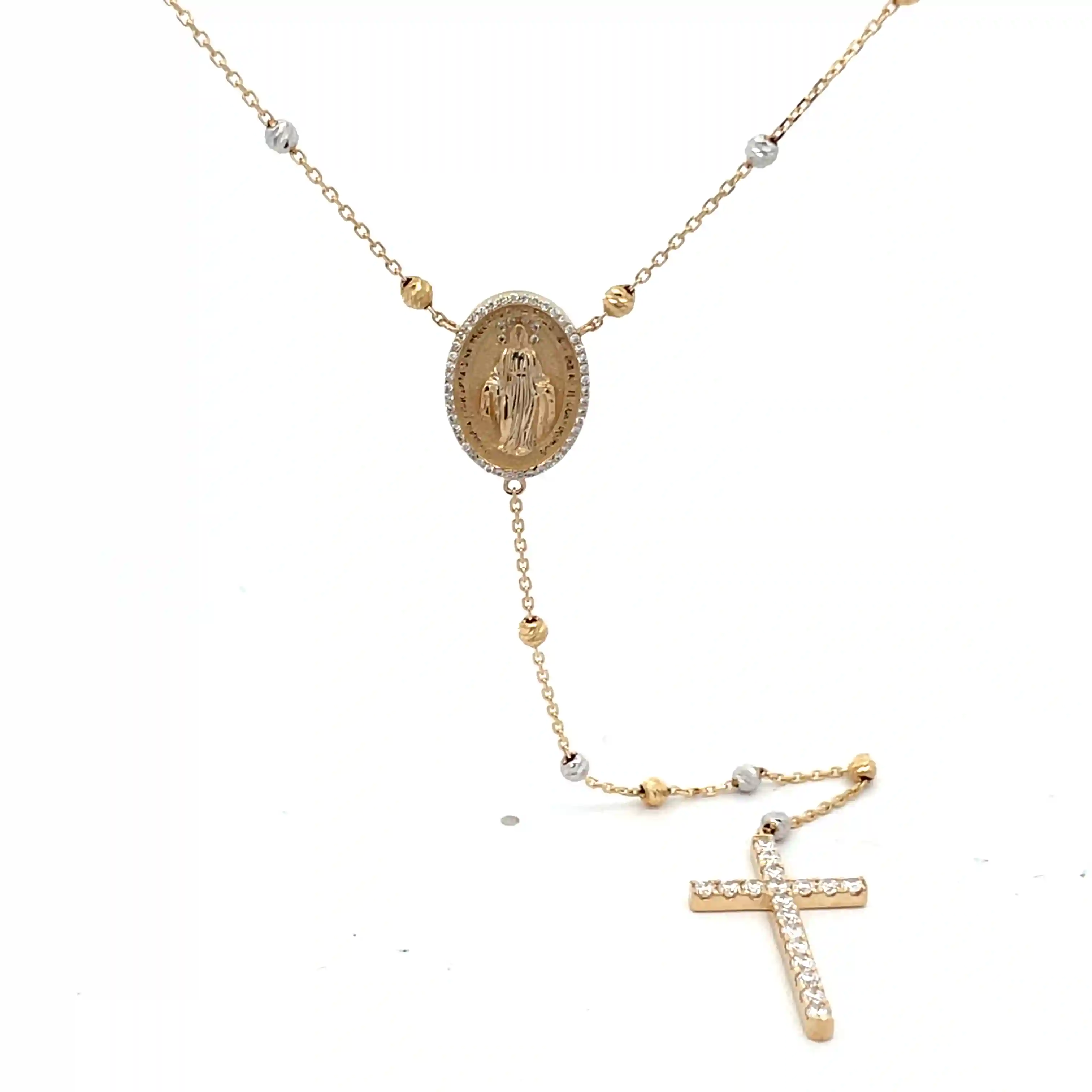 Celoray Custom 18K Yellow Gold New Design Mary and Cross Rossary Pendant Necklace (2) Celoray Custom 18K Yellow Gold New Design Mary and Cross Rossary Pendant Necklace