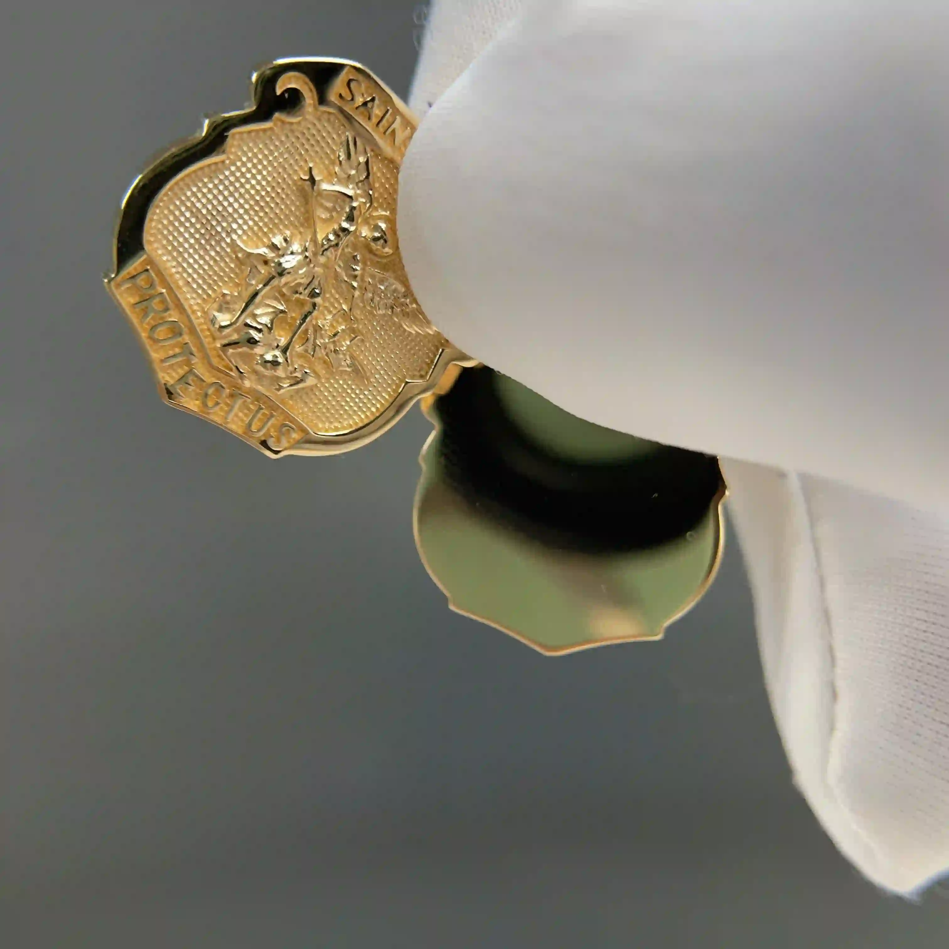 Celoray Custom 18K Yellow Gold St. Michael Angel Pendant 18MM (1) Celoray Custom 18K Yellow Gold St. Michael Angel Pendant 18MM