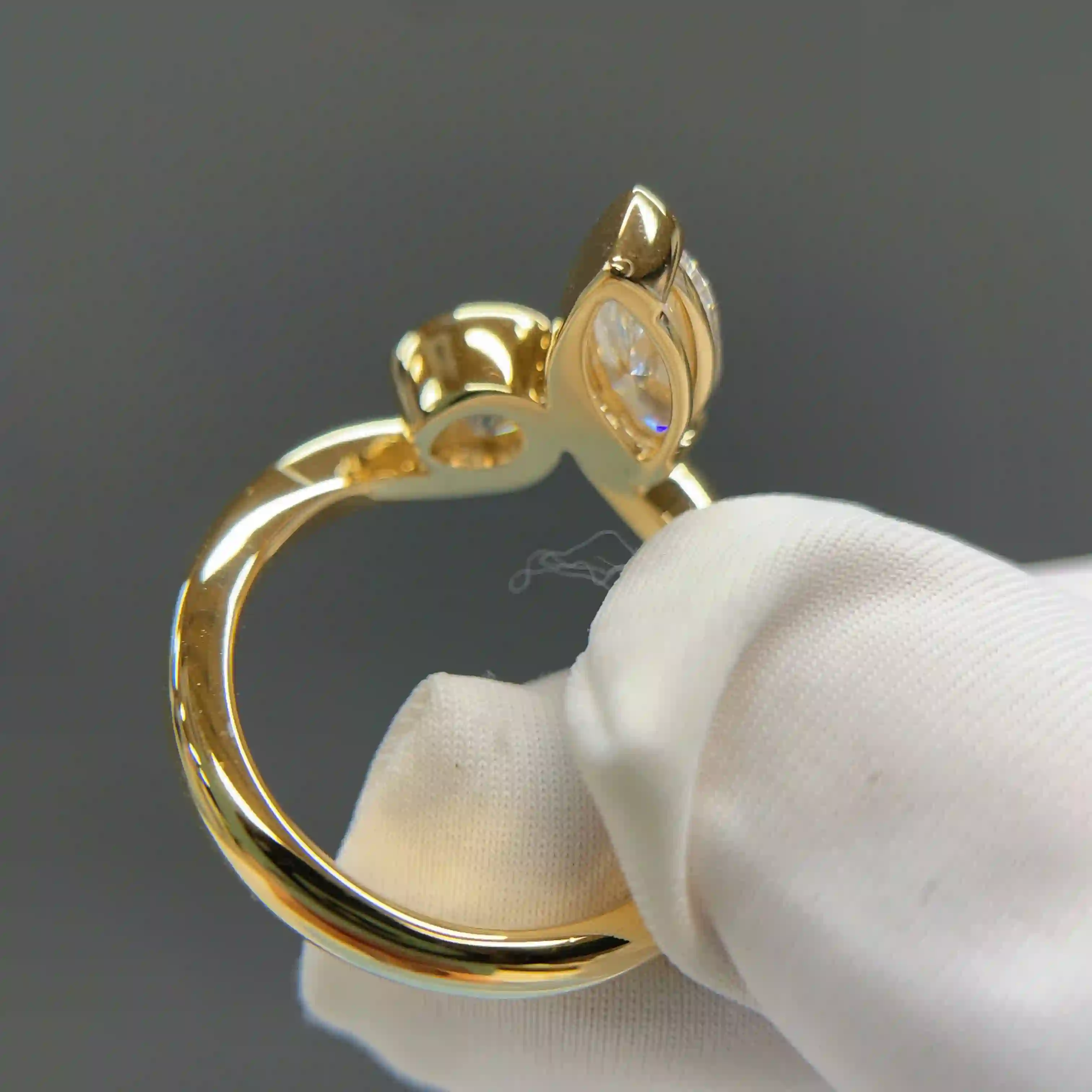 Celoray Custom 18K Yellow Gold Toi et Moi Ring with Marquise and Round Diamond (4) Celoray Custom 18K Yellow Gold Toi et Moi Ring with Marquise and Round Diamond