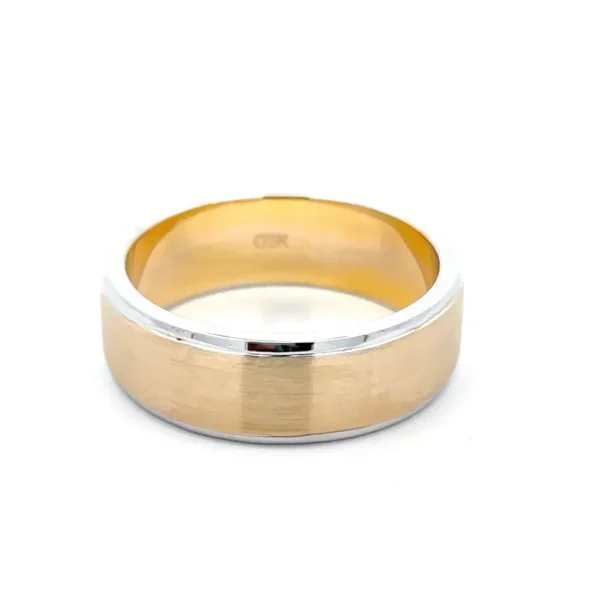 Celoray Custom 18K Yellow and White Gold 2-tone Brushed Finish Ring for Men (2)