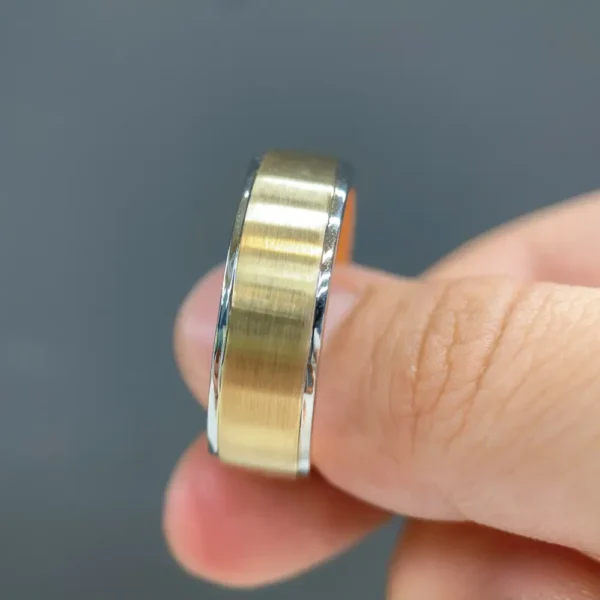 Celoray Custom 18K Yellow and White Gold 2-tone Brushed Finish Ring for Men
