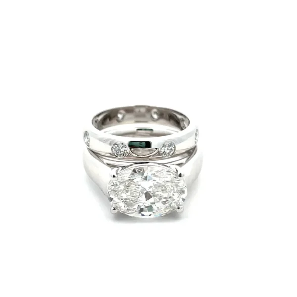 Celoray Custom Platinum IGI Certificated 5CT Oval Diamond Engagement Ring Set