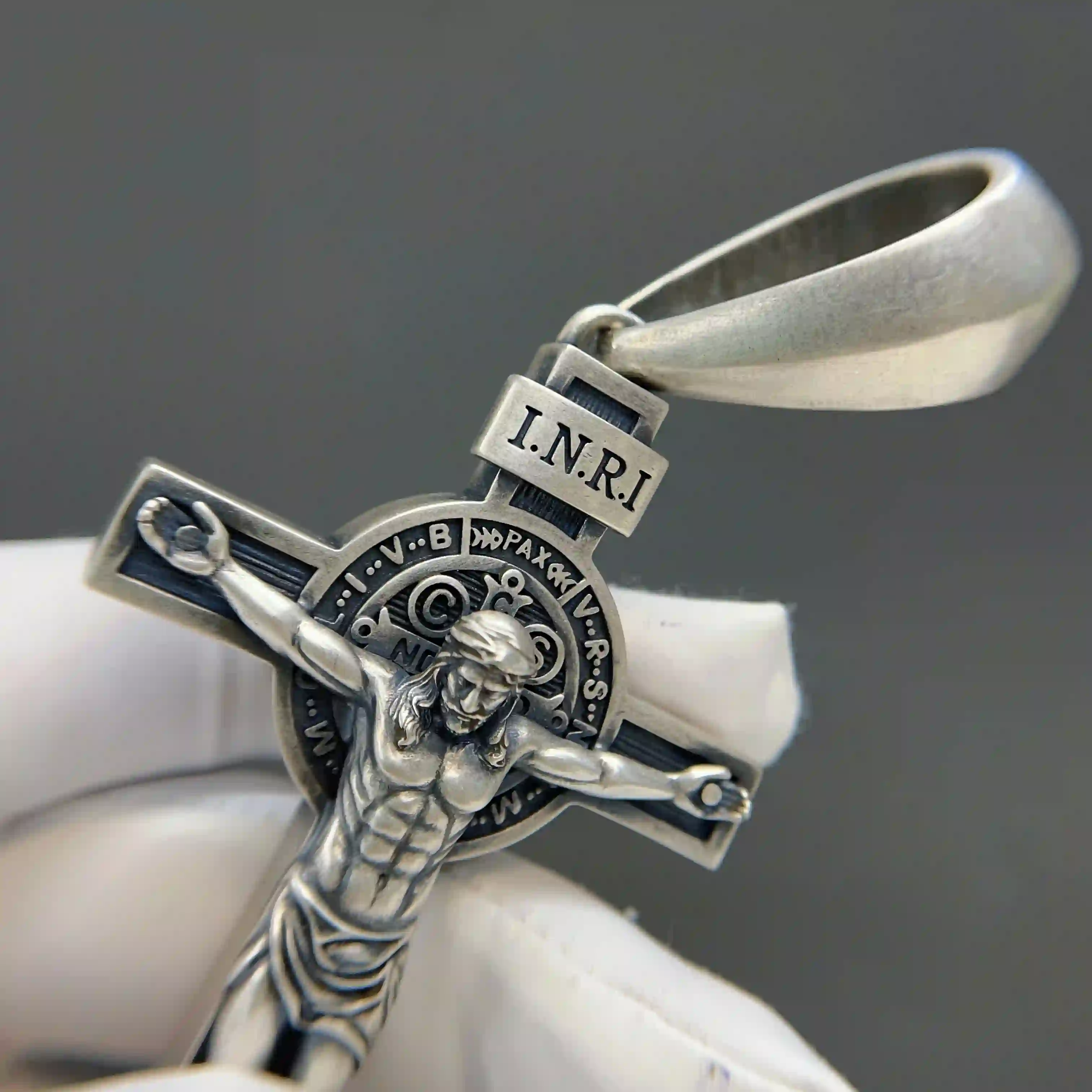 Celoray Custom Sterling Silver Jesus Cross Pendant 45MM with Bail (2) Celoray Custom Sterling Silver Jesus Cross Pendant 45MM with Bail