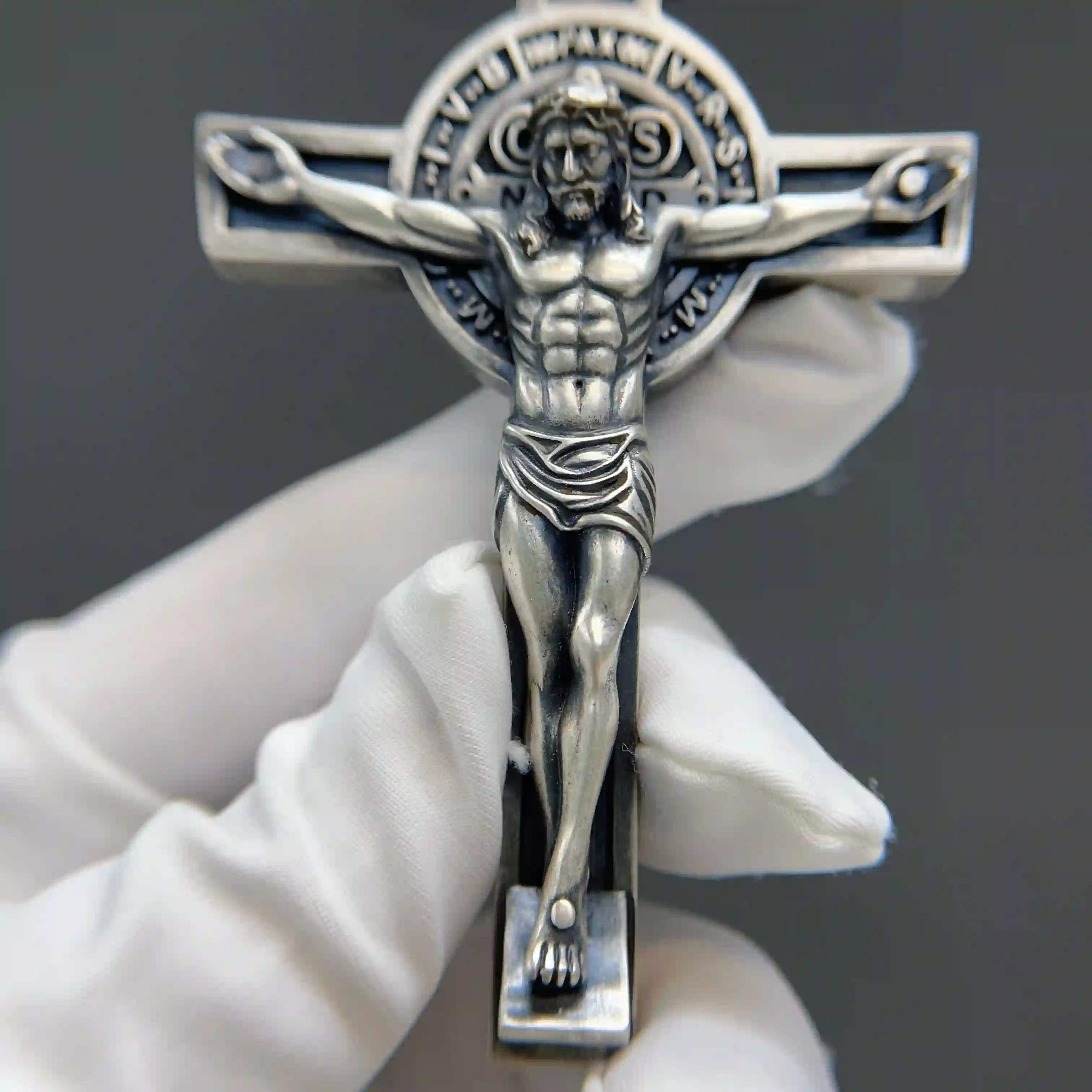 Celoray Custom Sterling Silver Jesus Cross Pendant 45MM with Bail (3) Celoray Custom Sterling Silver Jesus Cross Pendant 45MM with Bail
