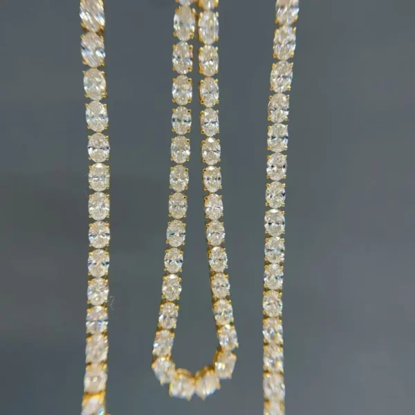 Celoray Custom 14K Yellow Gold 13CT Oval Cut Lab Diamond Tennis Necklace