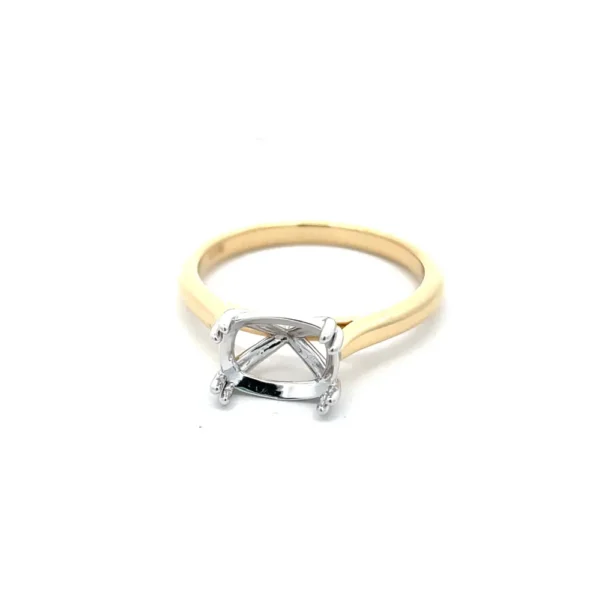 Celoray Custom 18K Yellow Gold East-West 2CT Cushion Cut Engagement Ring Setting with White Gold Head