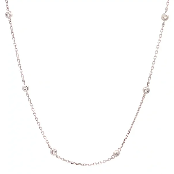 Celoray Custom 18K White Gold Diamond Bubble Necklace 0.6CTTW Double Stone Station Chain Necklace