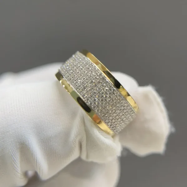 Celoray Custom 18K Yellow Gold 1CT Multi Row Diamond Band Ring with 6 Rows Stones