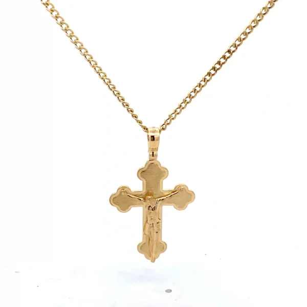Celoray Custom 18K Yellow Gold Cuban Chain Cross Pendant Necklace with Jesus Crucifix 2MM Chain (1)