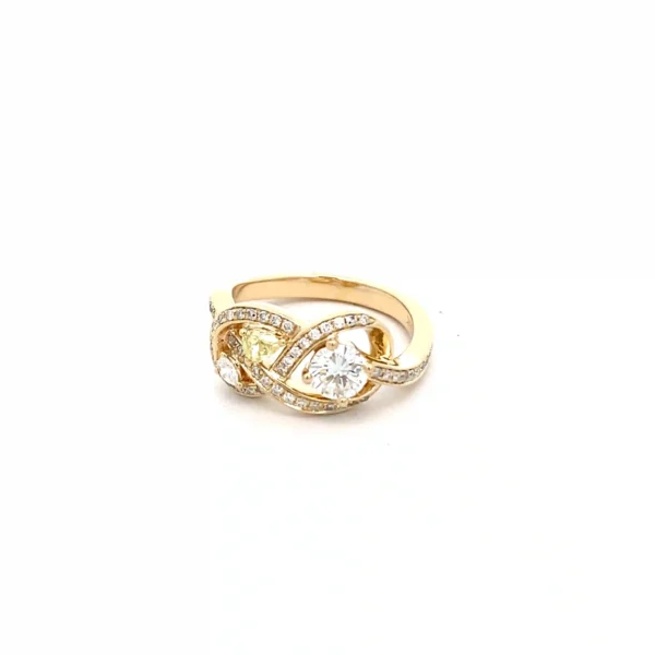 Celoray Custom 9K Yellow Gold Three Stone Diamond Ring 0.5CT Total with Infinity Twist Design
