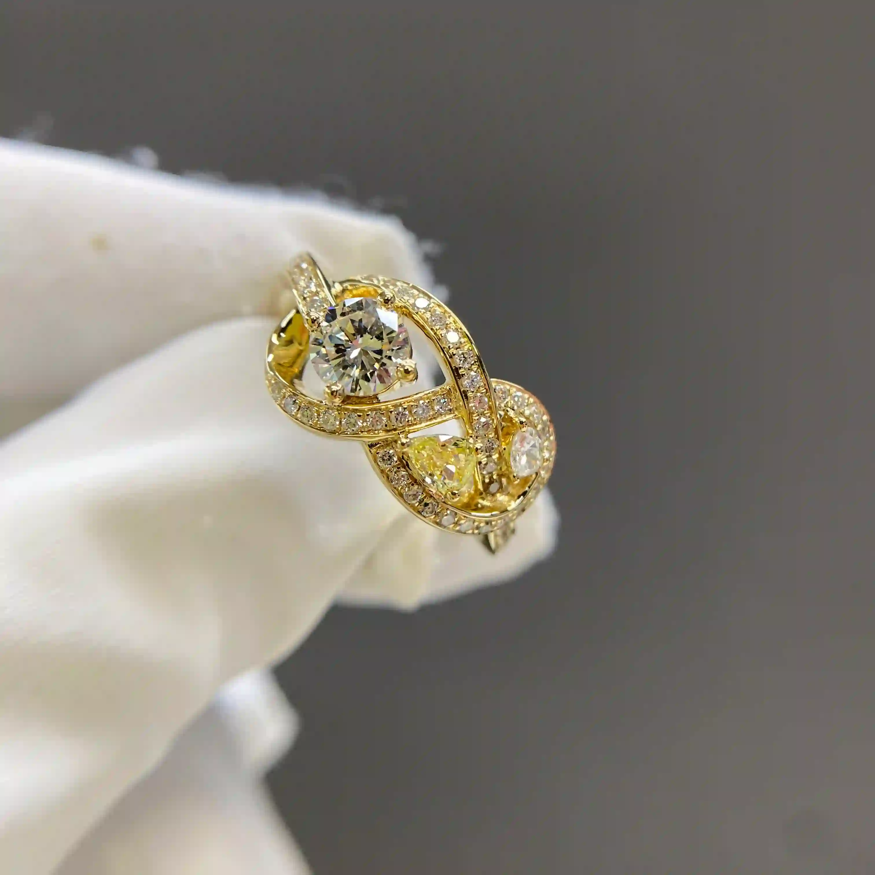 Celoray Custom 9K Yellow Gold Three Stone Diamond Ring 0.5CT Total with Infinity Twist Design (3) Celoray Custom 9K Yellow Gold Three Stone Diamond Ring 0.5CT Total with Infinity Twist Design