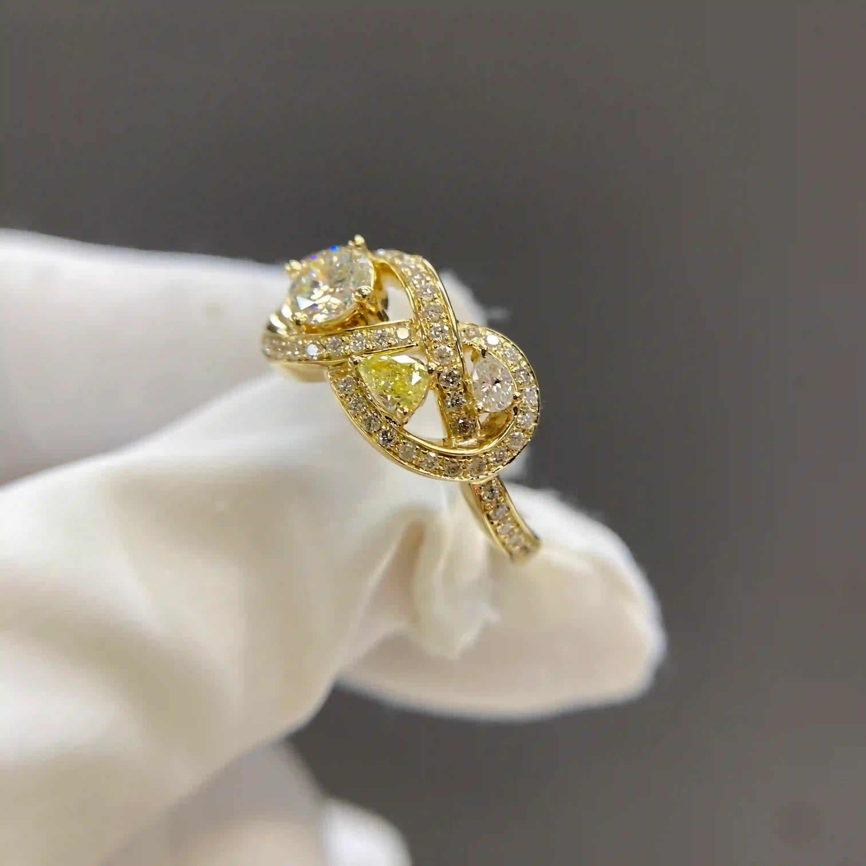 Celoray Custom 9K Yellow Gold Three Stone Diamond Ring 0.5CT Total with Infinity Twist Design (4) Celoray Custom 9K Yellow Gold Three Stone Diamond Ring 0.5CT Total with Infinity Twist Design