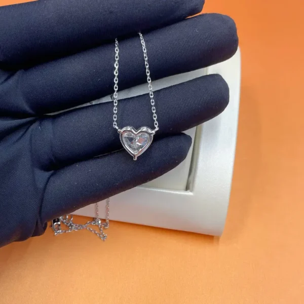 Celoray Custom 18K White Gold 5CT Heart Shape Lab Diamond Pendant Necklace