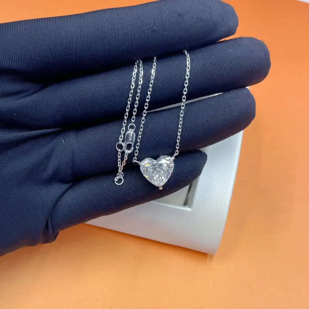 Celoray Custom 18K White Gold 5CT Heart Shape Lab Diamond Pendant Necklace Celoray Custom 18K White Gold 5CT Heart Shape Lab Diamond Pendant Necklace