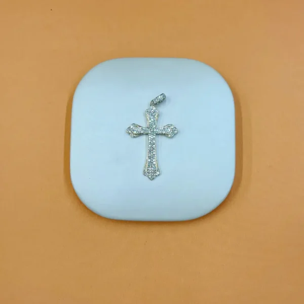 Celoray Custom 18K Yellow Gold Double-Layer Cross Necklace Pave Diamond