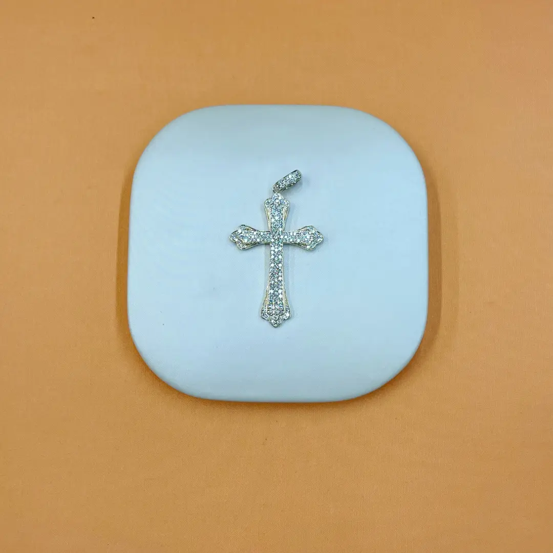 Celoray Custom 18K Yellow Gold Double-Layer Cross Necklace Pave Diamond Celoray Custom 18K Yellow Gold Double-Layer Cross Necklace Pave Diamond